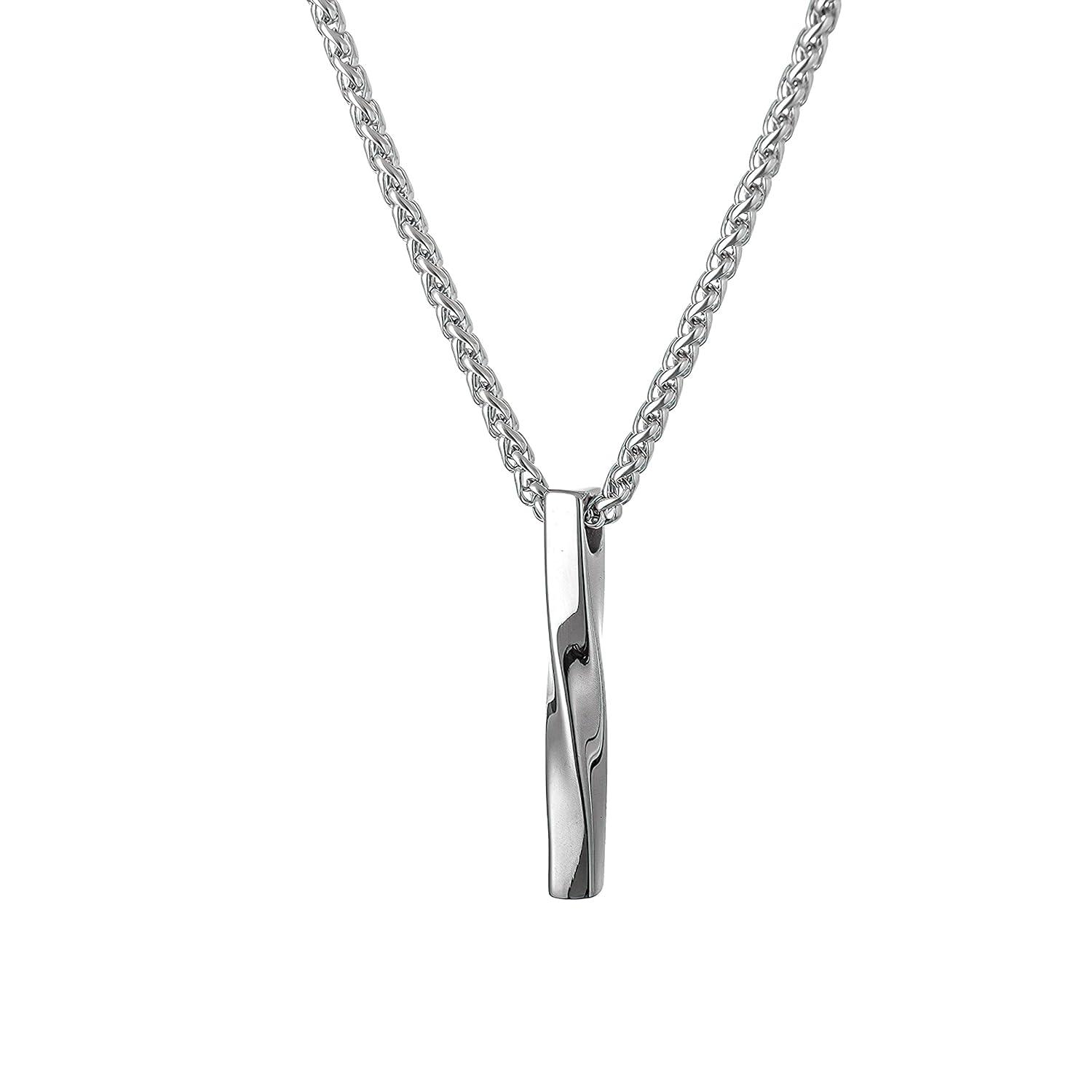 Twisted Cube Bar Pendant With Chain - Peprikka